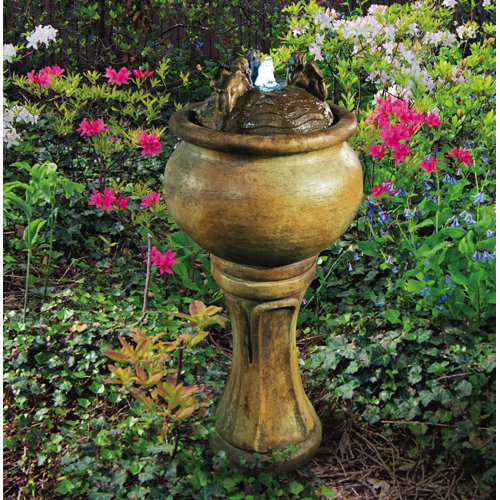 Henri Studio Concrete Cherub Bubbler Fountain with LED Light Wayfair